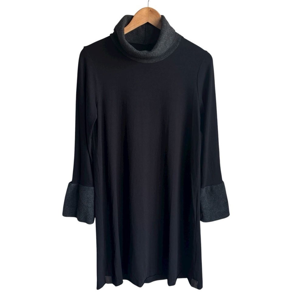 Henriette Steffensen High Neck Tunic Top Sz S Black Grey Fleece Tube Sleepwear